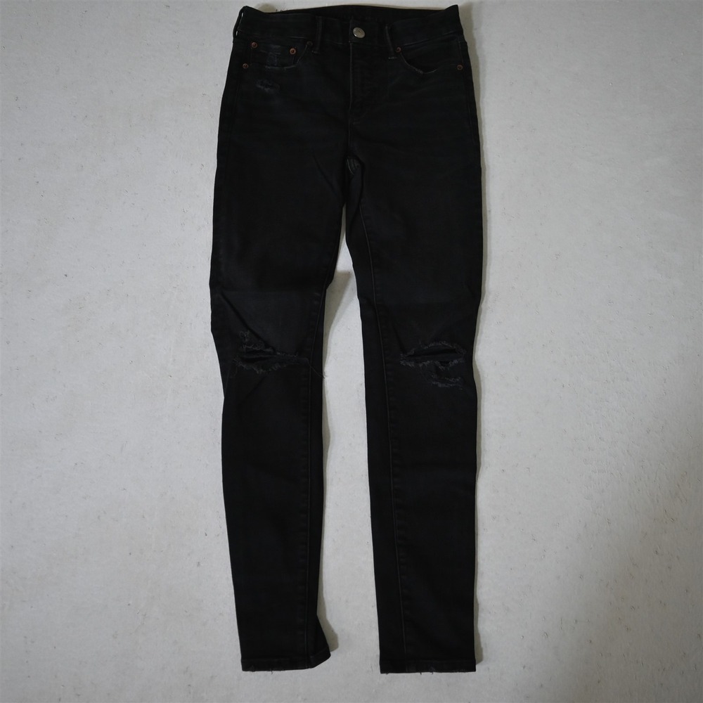 American‎ Eagle 4 Hi Rise Jegging Black Destroyed Stretch Womens Jeans
